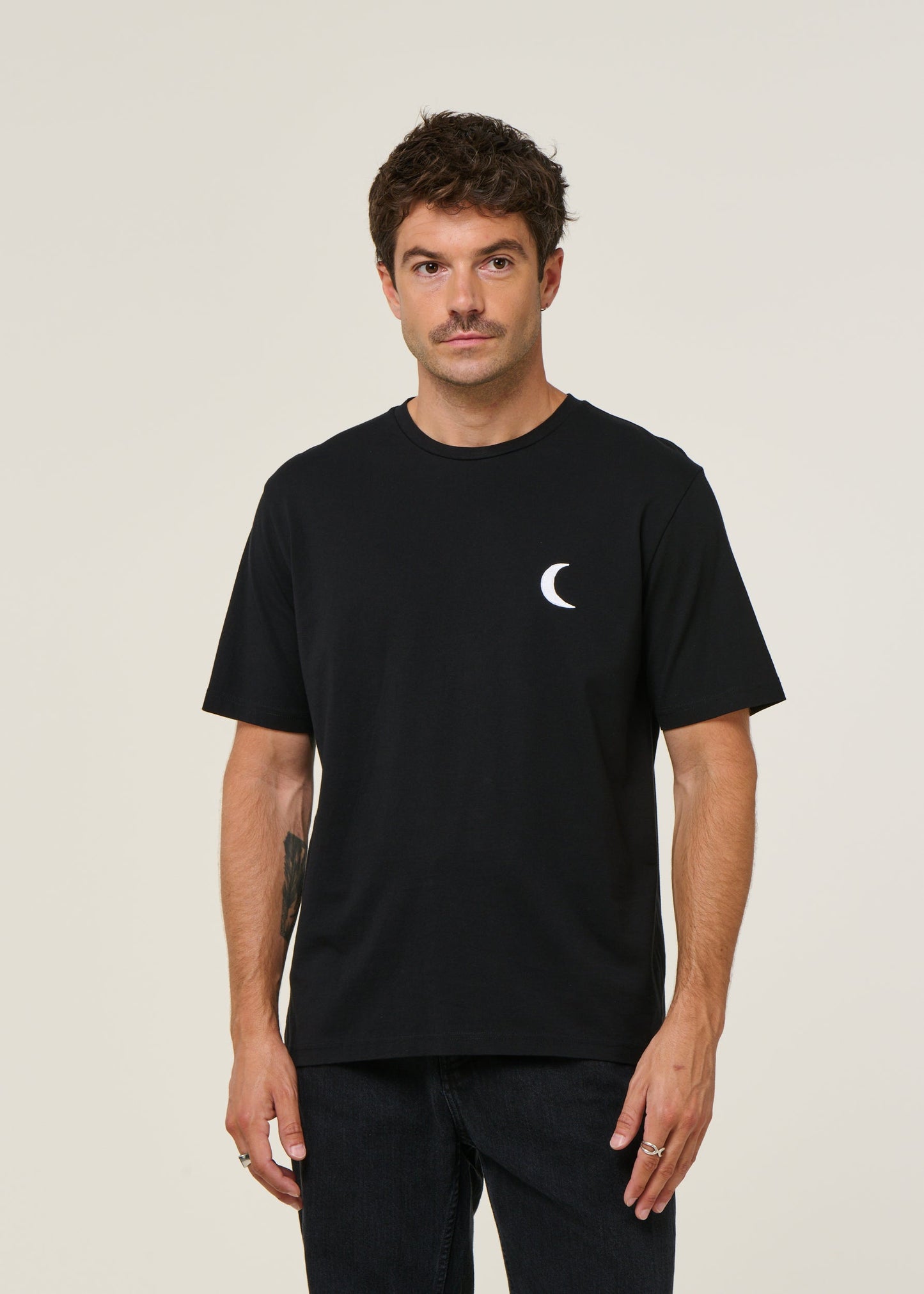 T-shirt en coton bio | noir "moon - black"