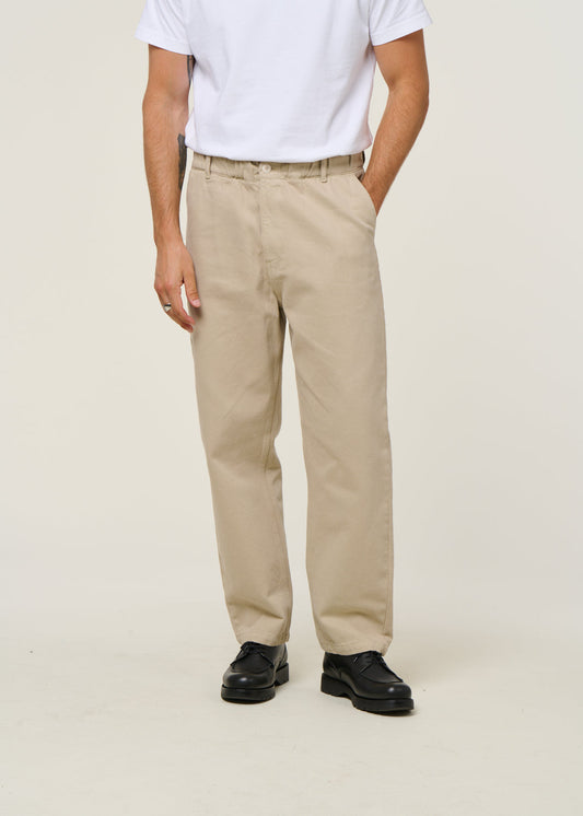 Pantalon large en coton bio | écru "loose relaxed pants beige"