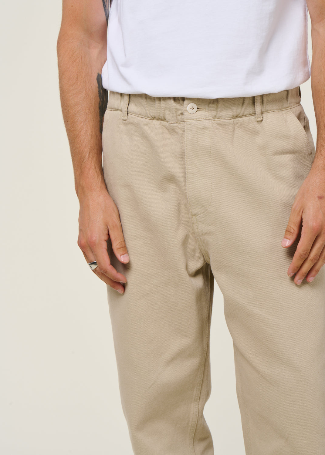 Pantalon large en coton bio | écru "loose relaxed pants beige"