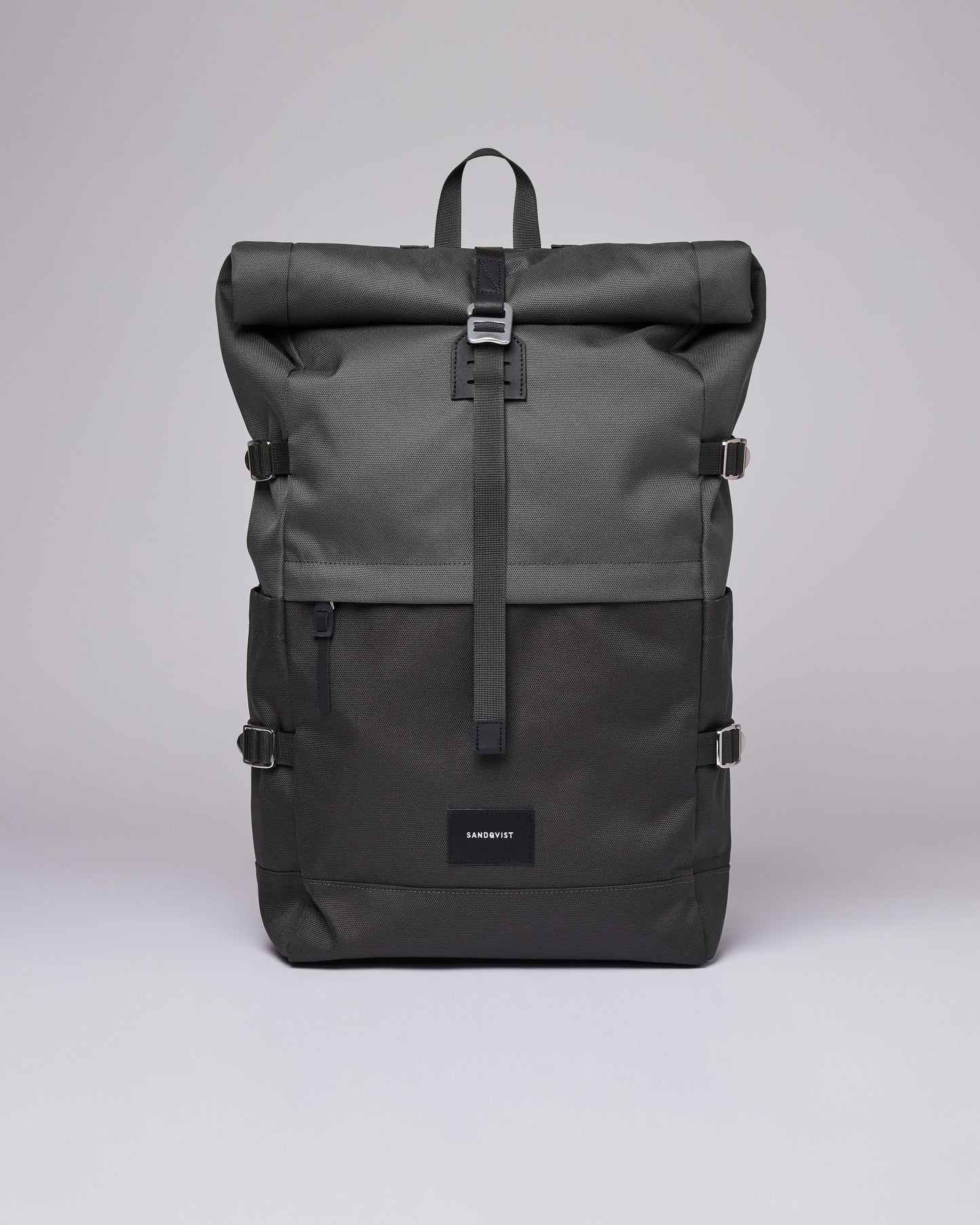 Sac à dos rolltop en matière recyclée | Noir et gris "bernt multi dark"