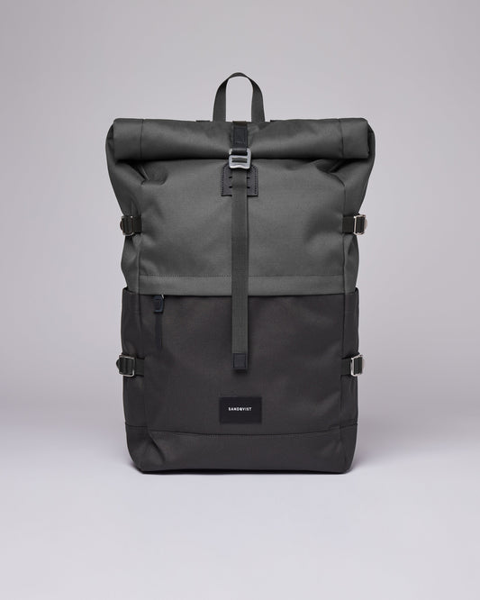 Sac à dos rolltop en matière recyclée | Noir et gris "bernt multi dark"