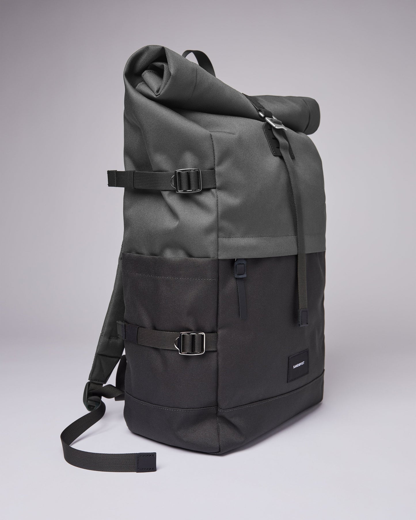 Sac à dos rolltop en matière recyclée | Noir et gris "bernt multi dark"