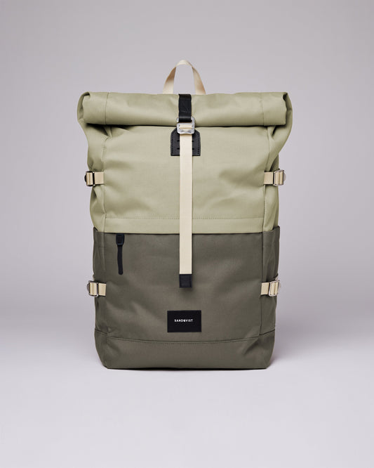 Sac à dos rolltop en matière recyclée | Gris et vert "bernt multi dew green/night grey"