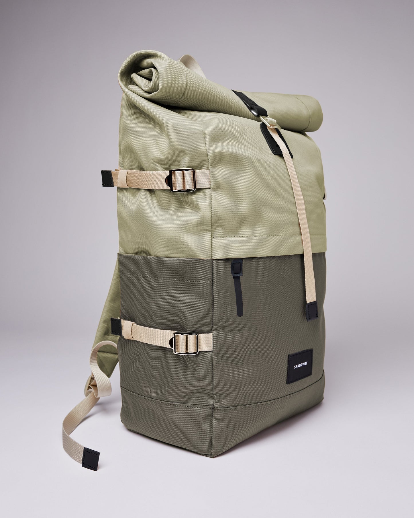 Sac à dos rolltop en matière recyclée | Gris et vert "bernt multi dew green/night grey"