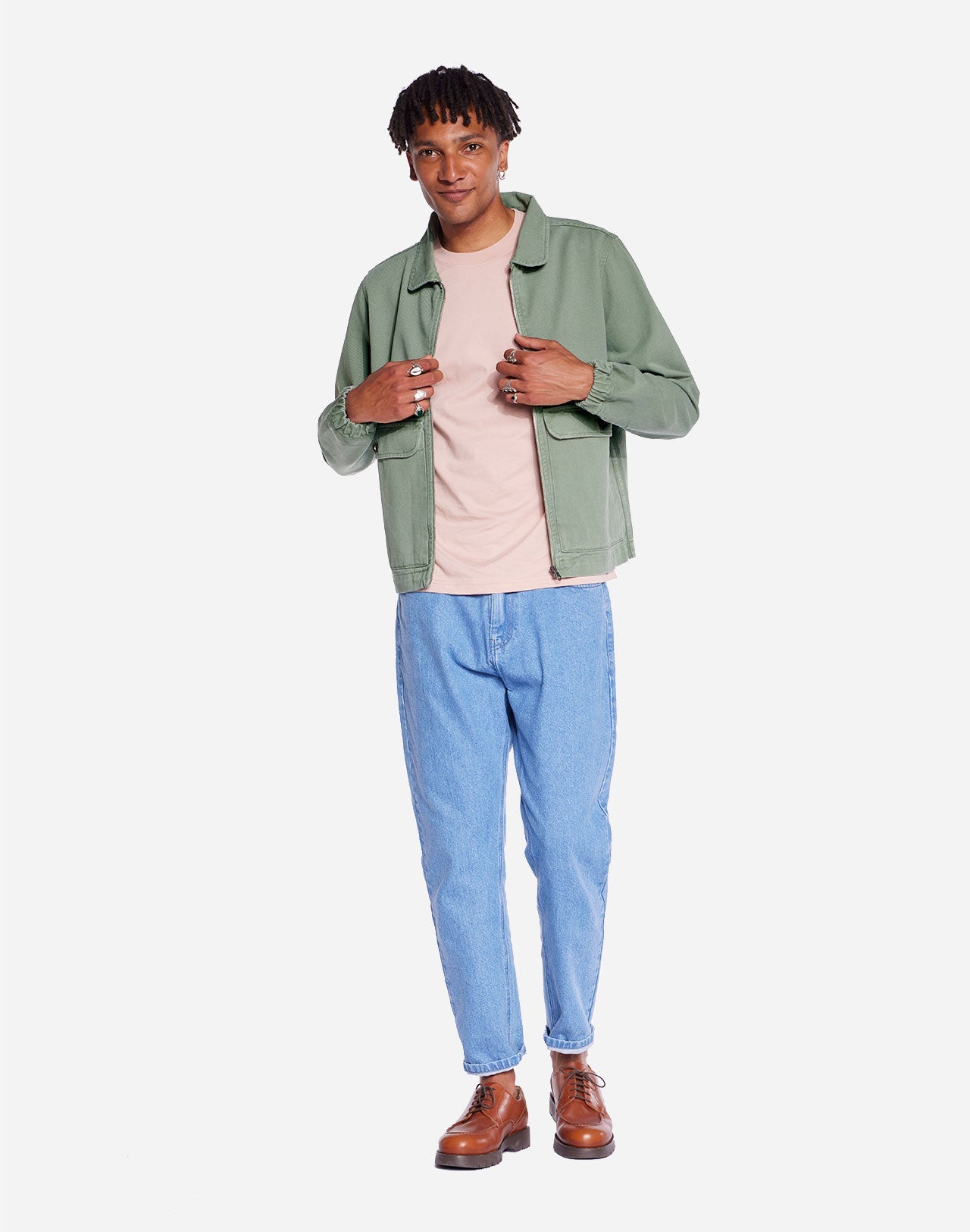 Veste zippée en coton bio | vert "bethel sage green"
