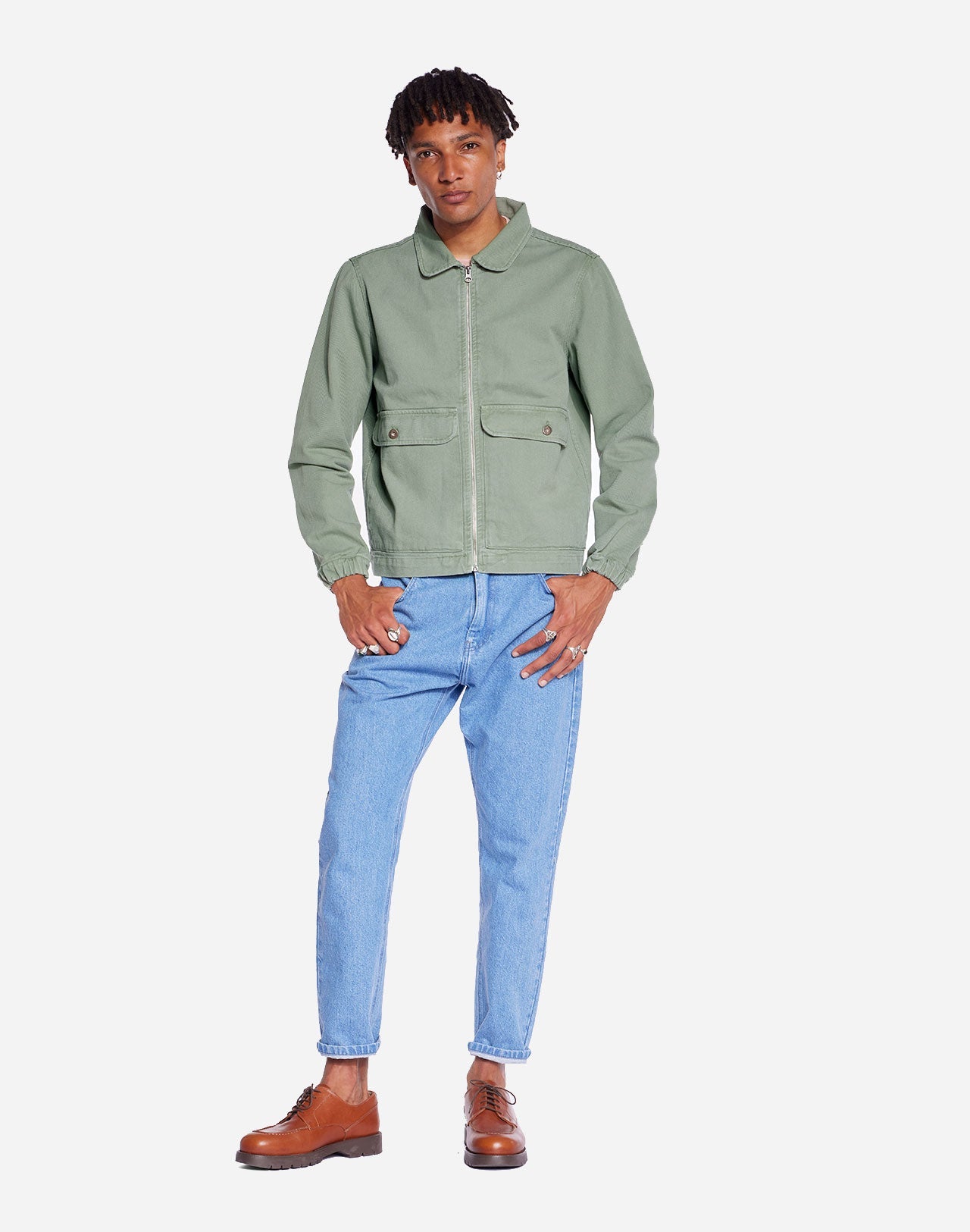 Veste zippée en coton bio | vert "bethel sage green"