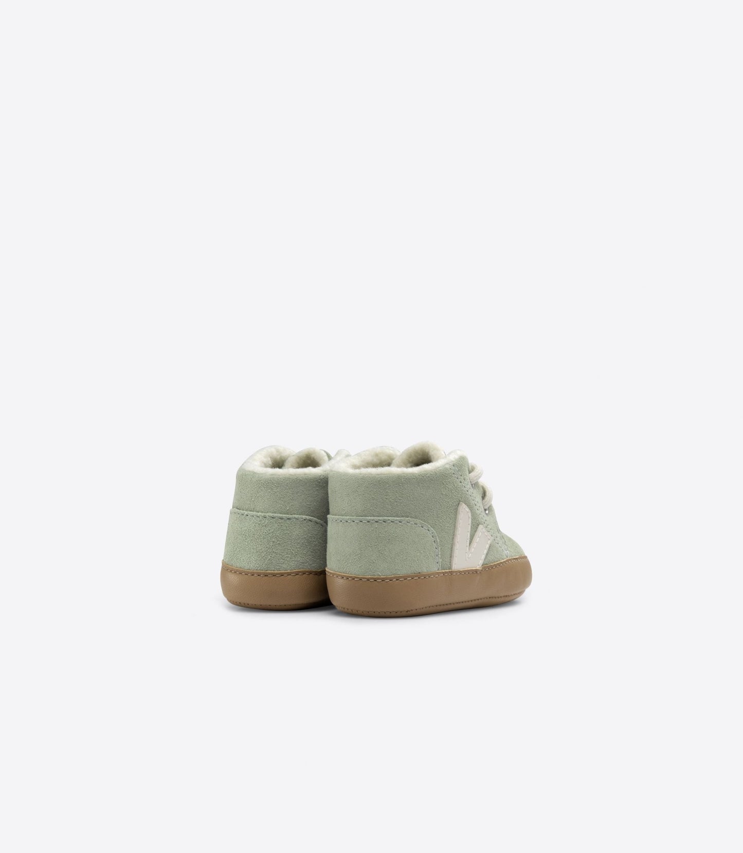 Chaussons bébé en suède | vert "baby fured suede clay pierre"