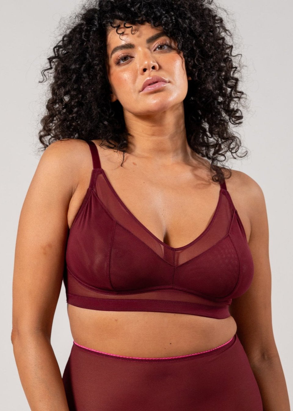 Soutien-gorge en matières recyclées | bordeaux "mesh support+ bralette - burgundy"