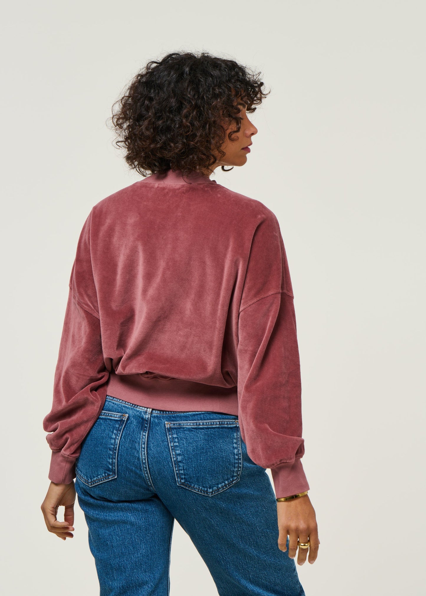 Sweat velours en coton bio | vieux rose "binz - rose brown"