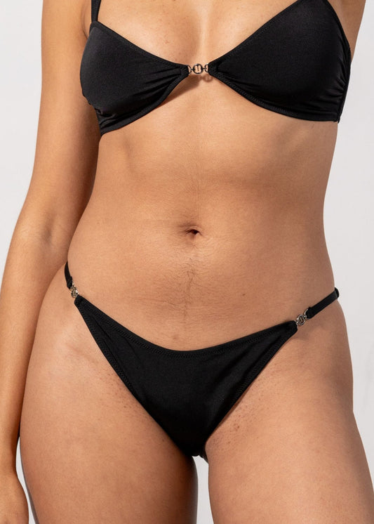 Bas de maillot de bain en matière reyclée | noir "tanga bikini brief - black"