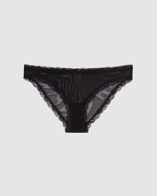 Culotte en matière recyclée | noir "mesh lace trim bikini briefs - black"