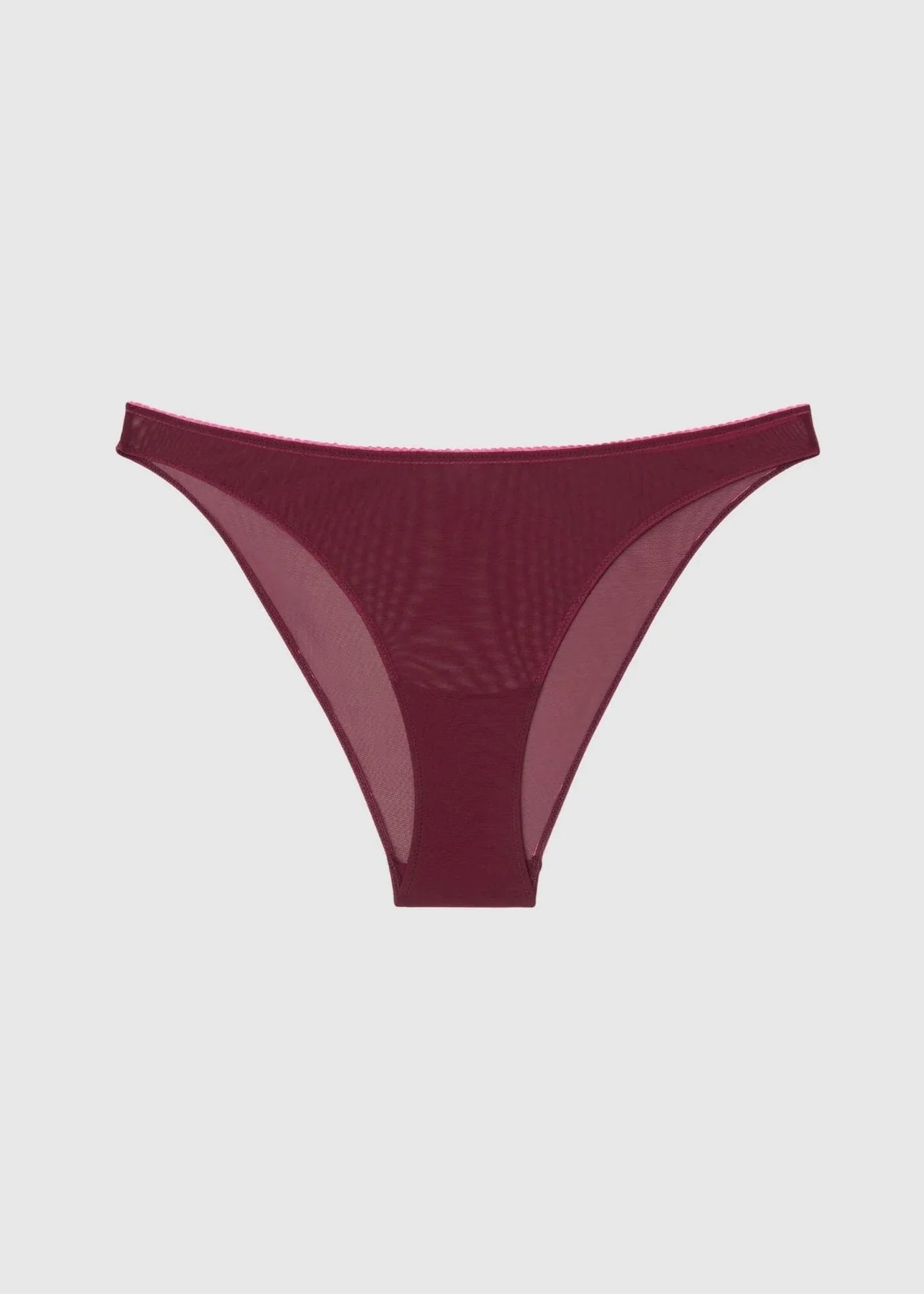 Culotte en matières reyclées | rouge "mesh bikini briefs - burgundy/neon pink"