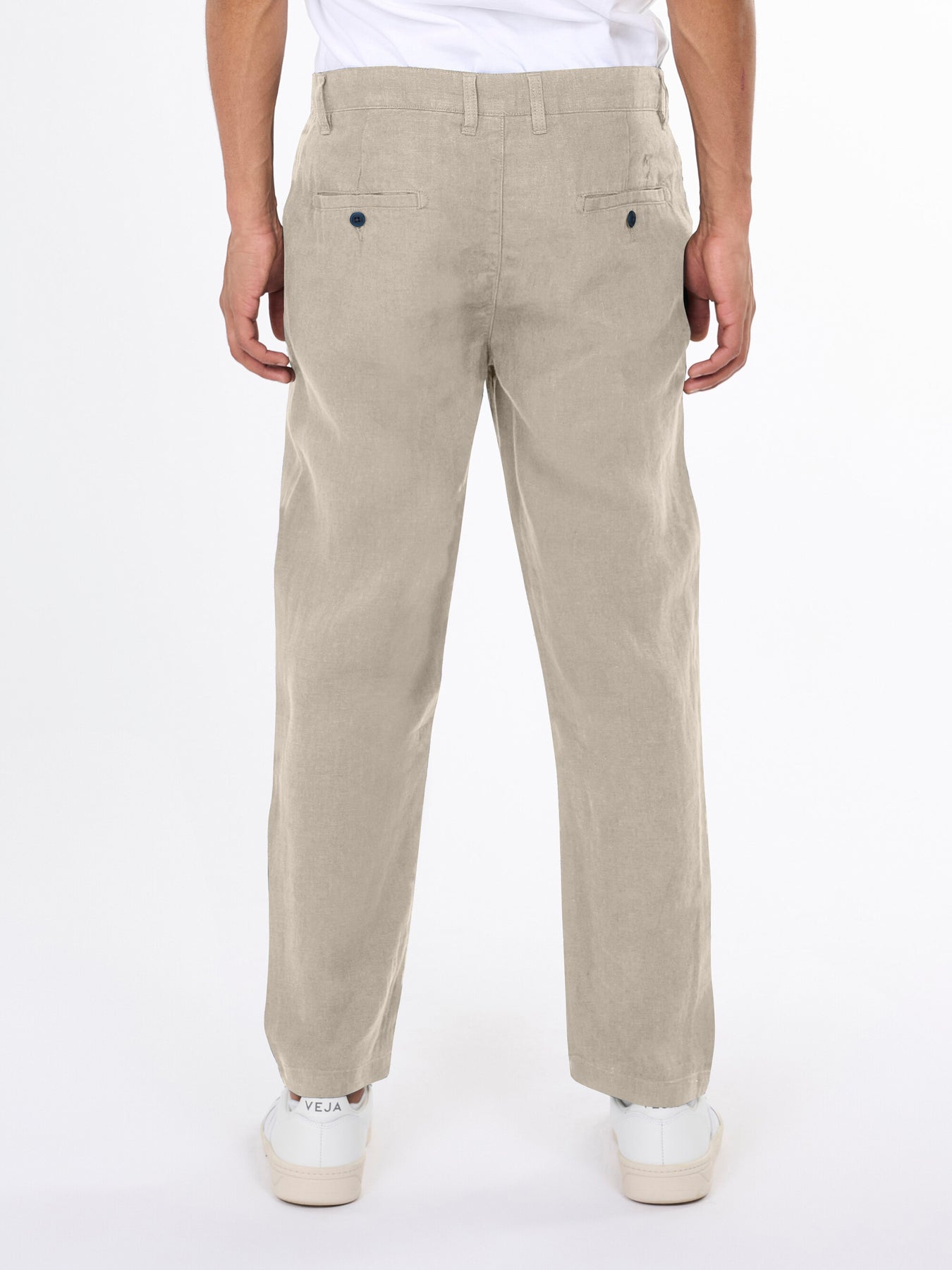 Pantalon beige en lin bio - bob loose linen pant light feather gray