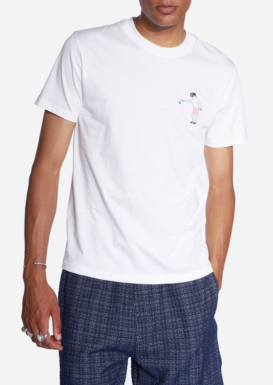 T-shirt brodé en coton bio | blanc "bouliste off-white"