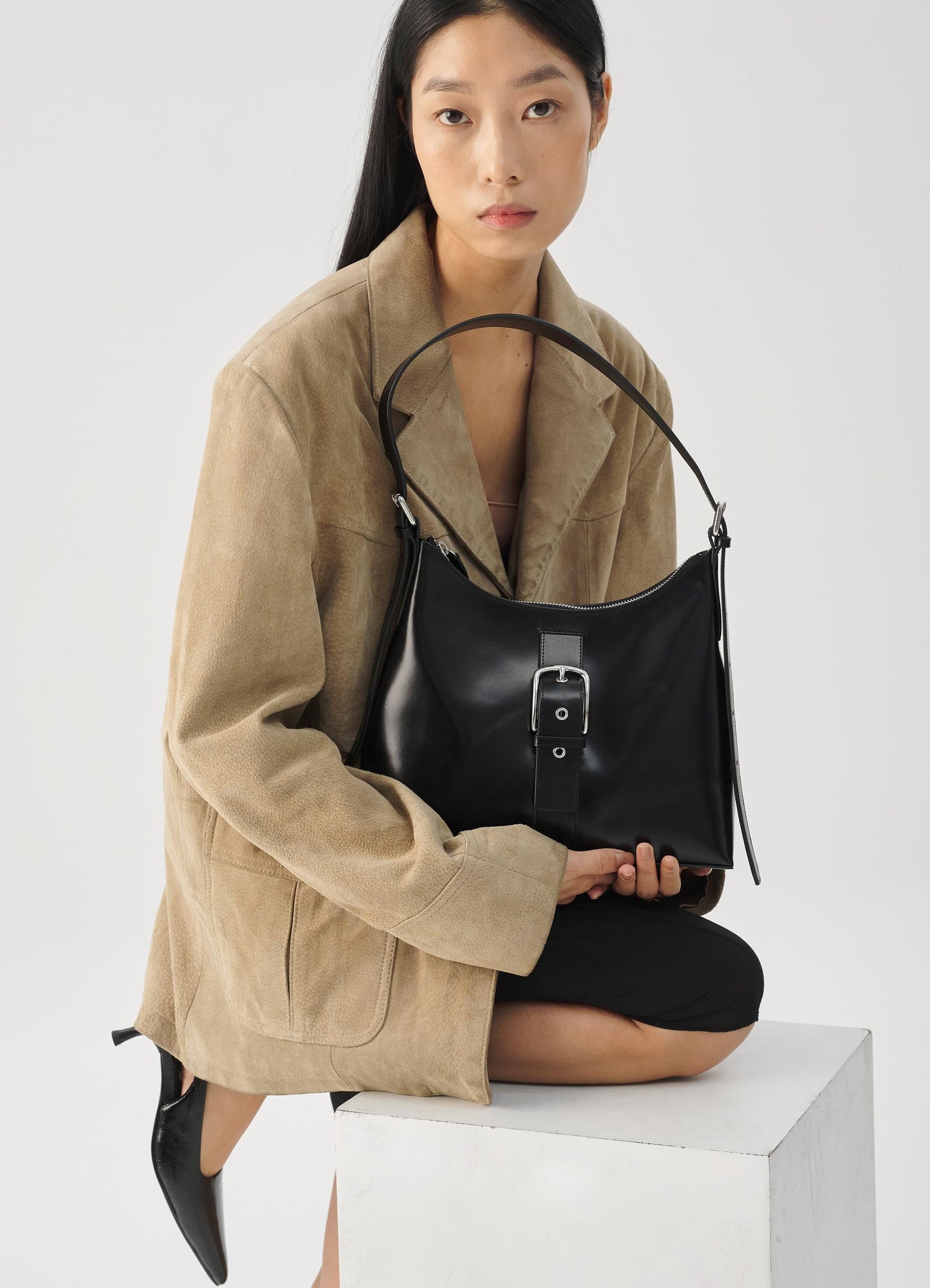 Sac à main en cuir certifié | black "palmi"