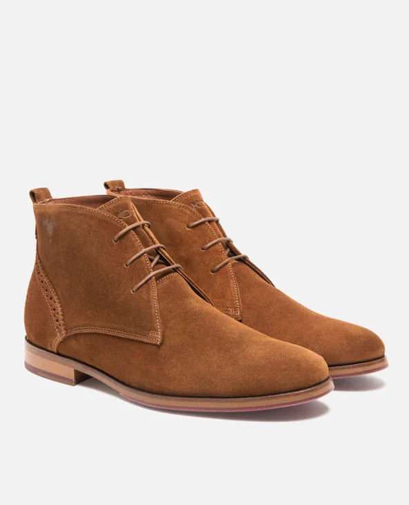 boots Chukka made in France en croûte de velours | camel "brett 95 a cognac"