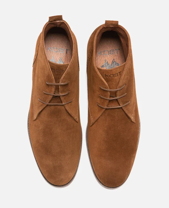 boots Chukka made in France en croûte de velours | camel "brett 95 a cognac"