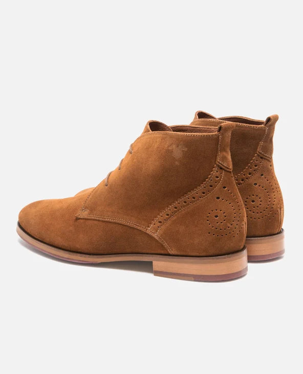 boots Chukka made in France en croûte de velours | camel "brett 95 a cognac"