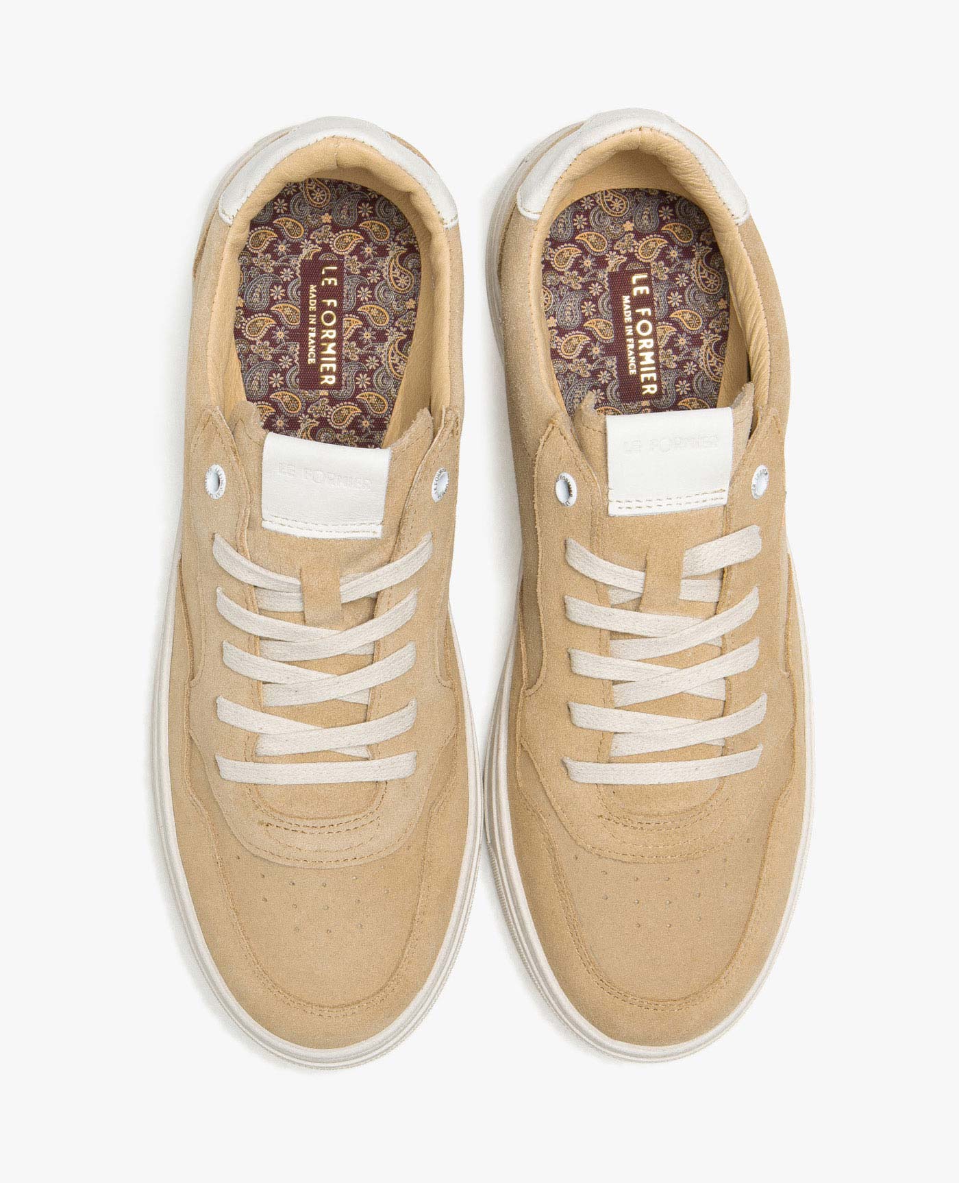 Baskets en cuir certifié | beige "Brocard 10"