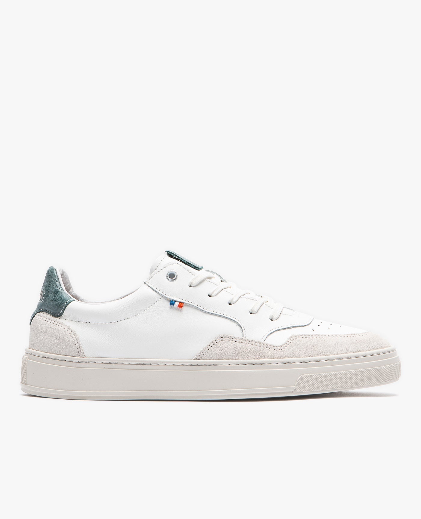 Baskets en cuir certifié | blanc+bleu "Brocard b"