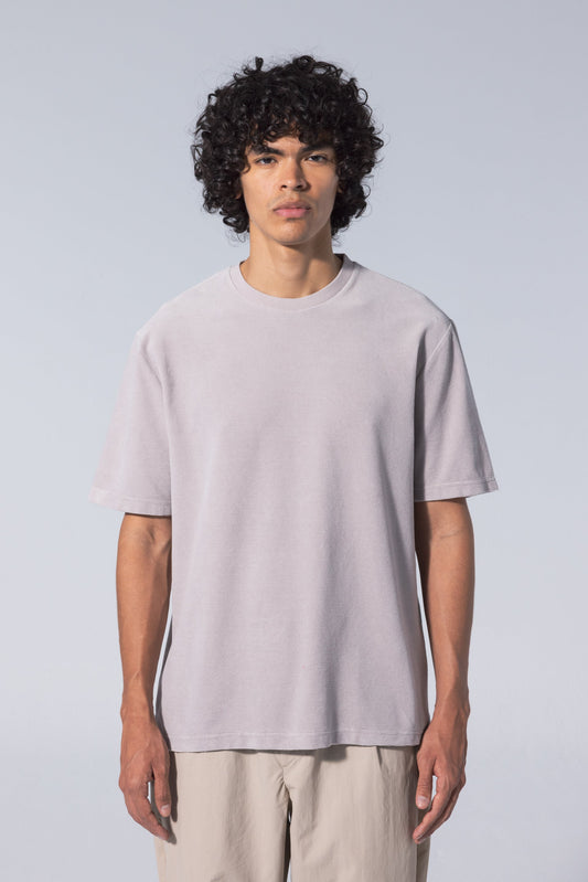 T-shirt ample velours en coton bio | gris clair "basic t-shirt velour - fog"