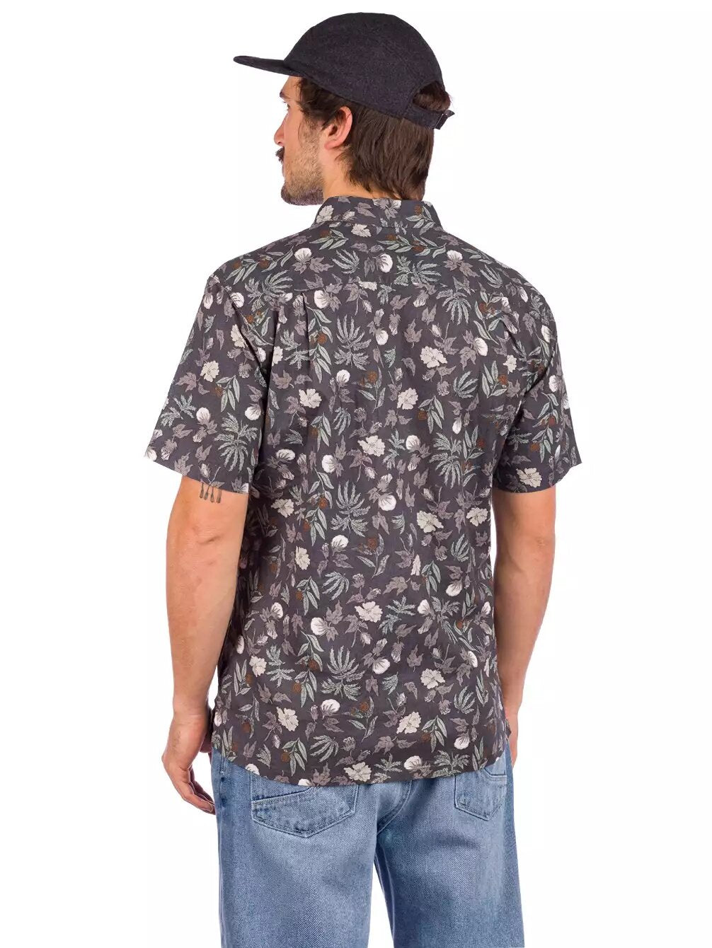 Chemise à manches courtes imprimé gris en coton bio