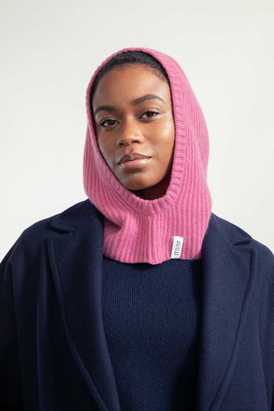 Cagoule en cachemire recyclé | rose "marika - rosa confetto"