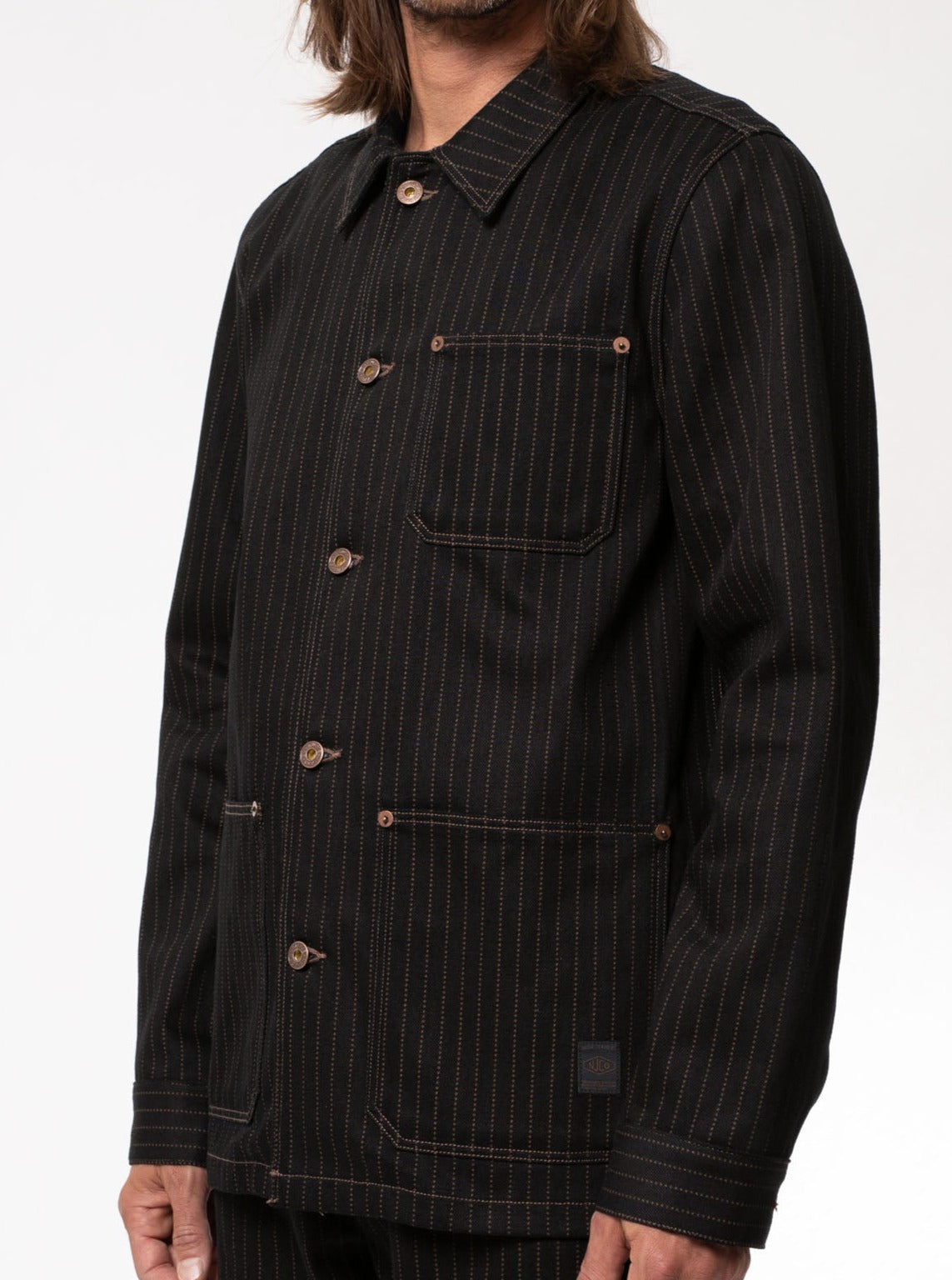 Veste de travail brut rayé en coton bio - Barney Hickory Jacket