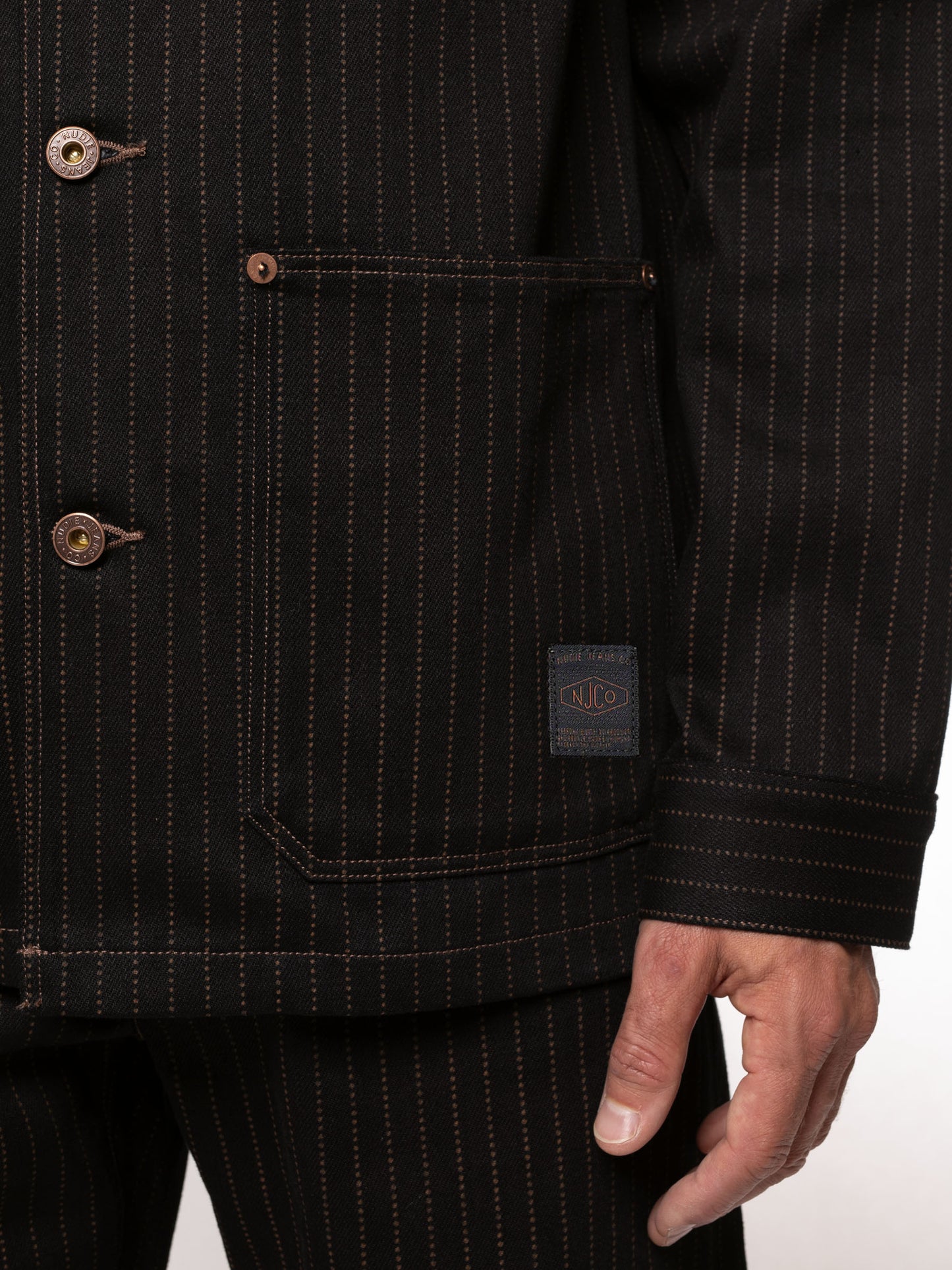 Veste de travail brut rayé en coton bio - Barney Hickory Jacket