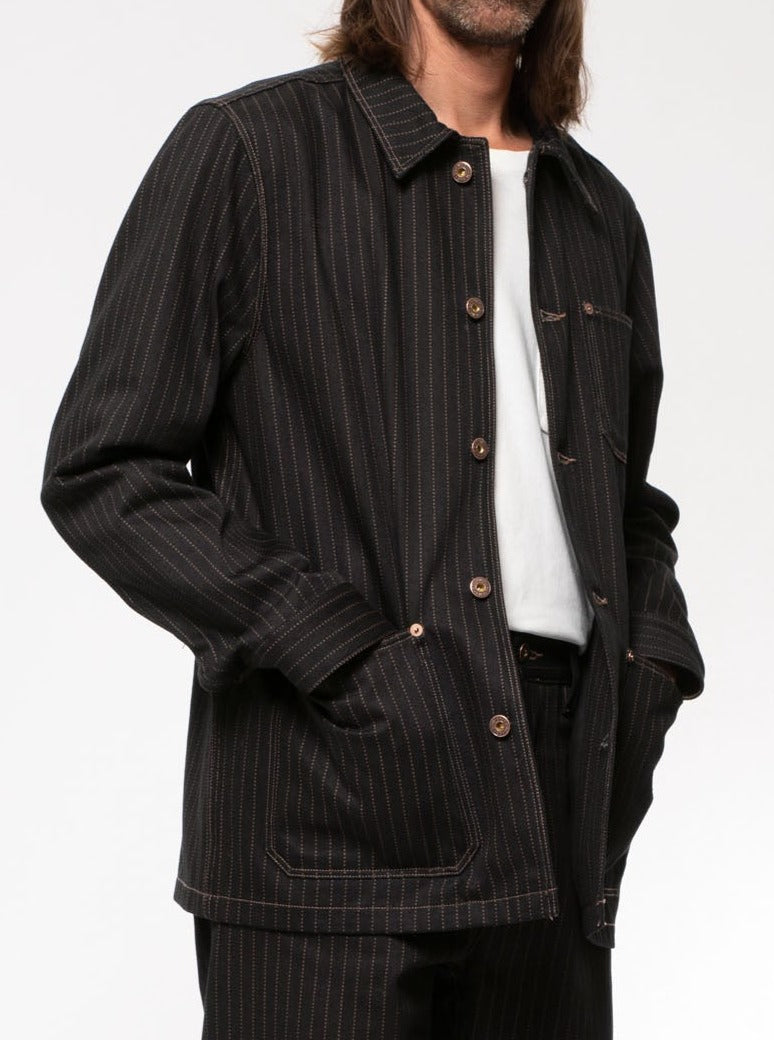 Veste de travail brut rayé en coton bio - Barney Hickory Jacket