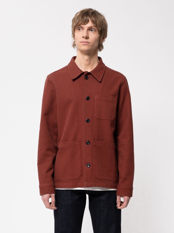Veste de travail rouge brique en coton bio - Barney worker