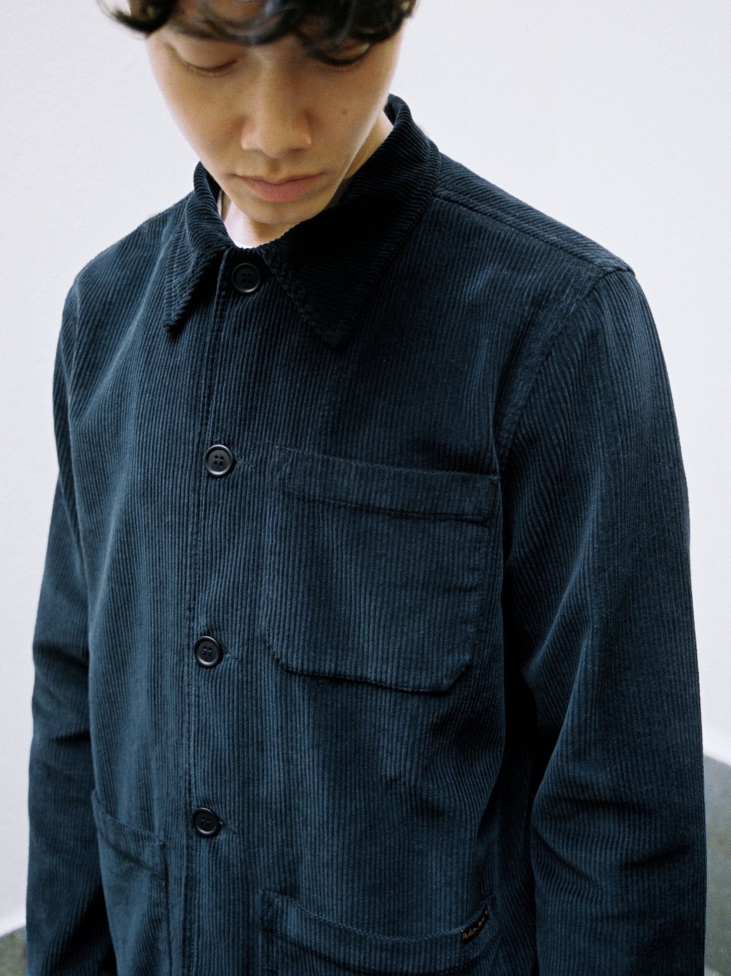 Veste de travail en velours marine en coton bio - Barney worker cord