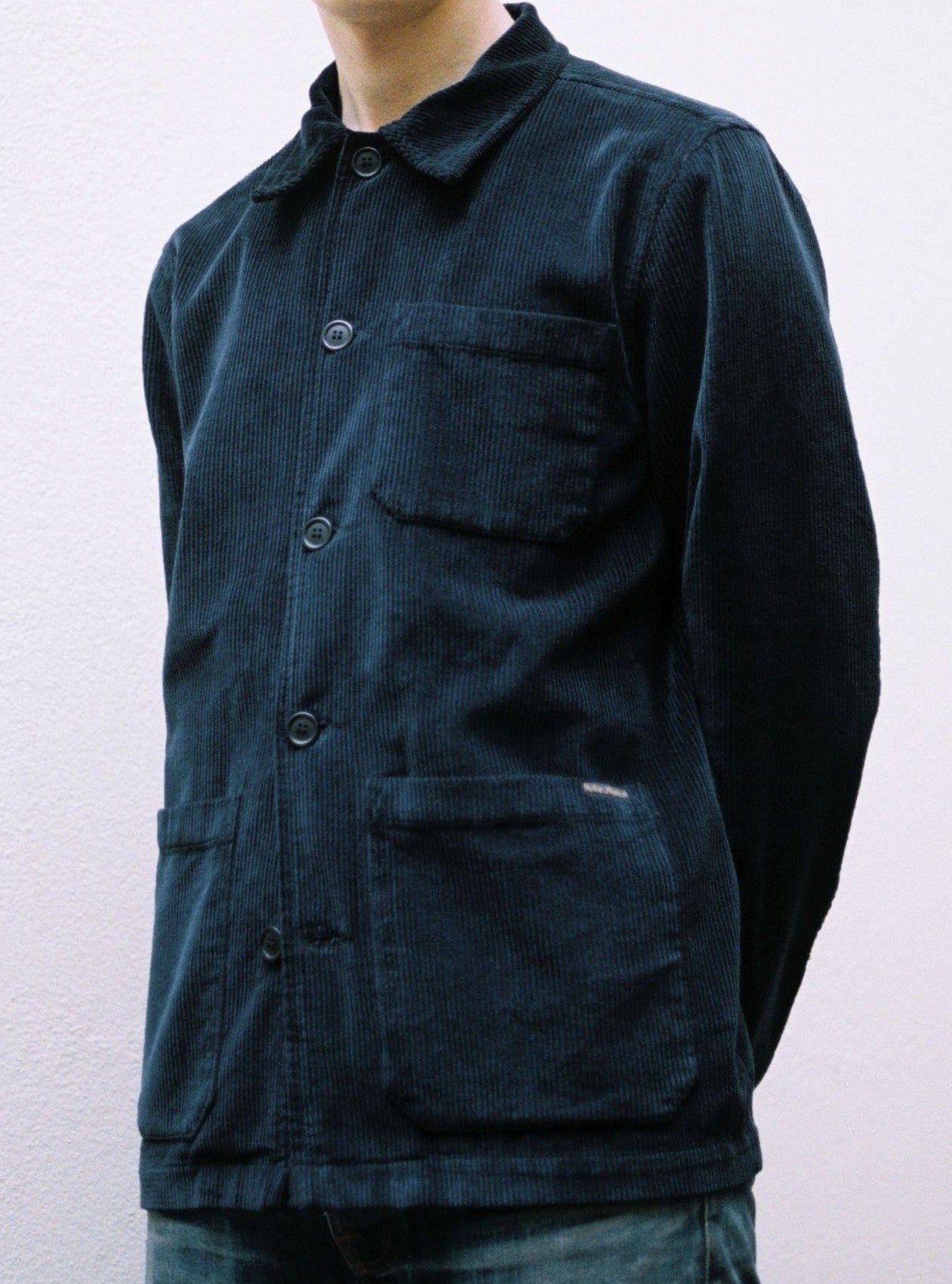 Veste de travail en velours marine en coton bio - Barney worker cord