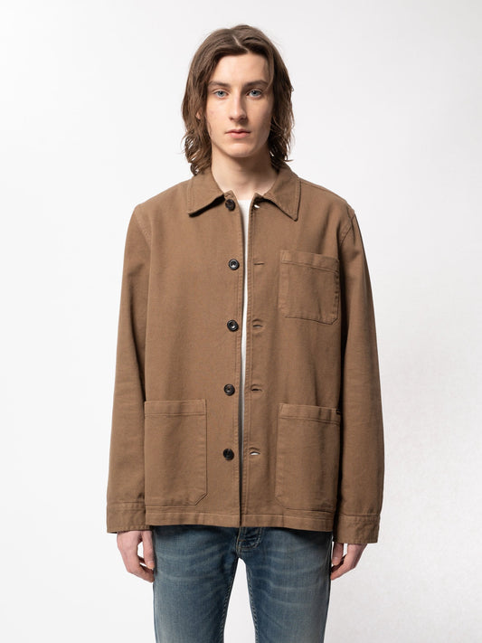 Veste de travail marron en coton bio - Barney worker hazel