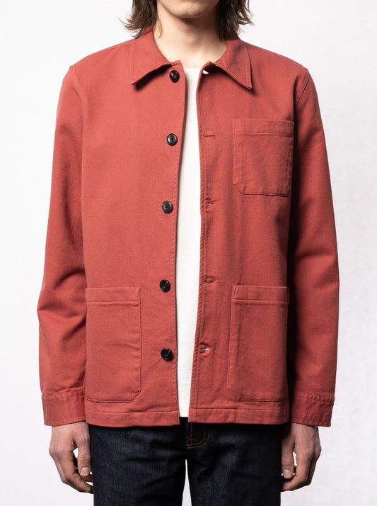 Veste de travail rouge en coton bio - Barney Worker Jacket poppy red