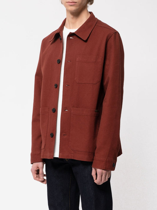 Veste de travail rouge brique en coton bio - Barney worker
