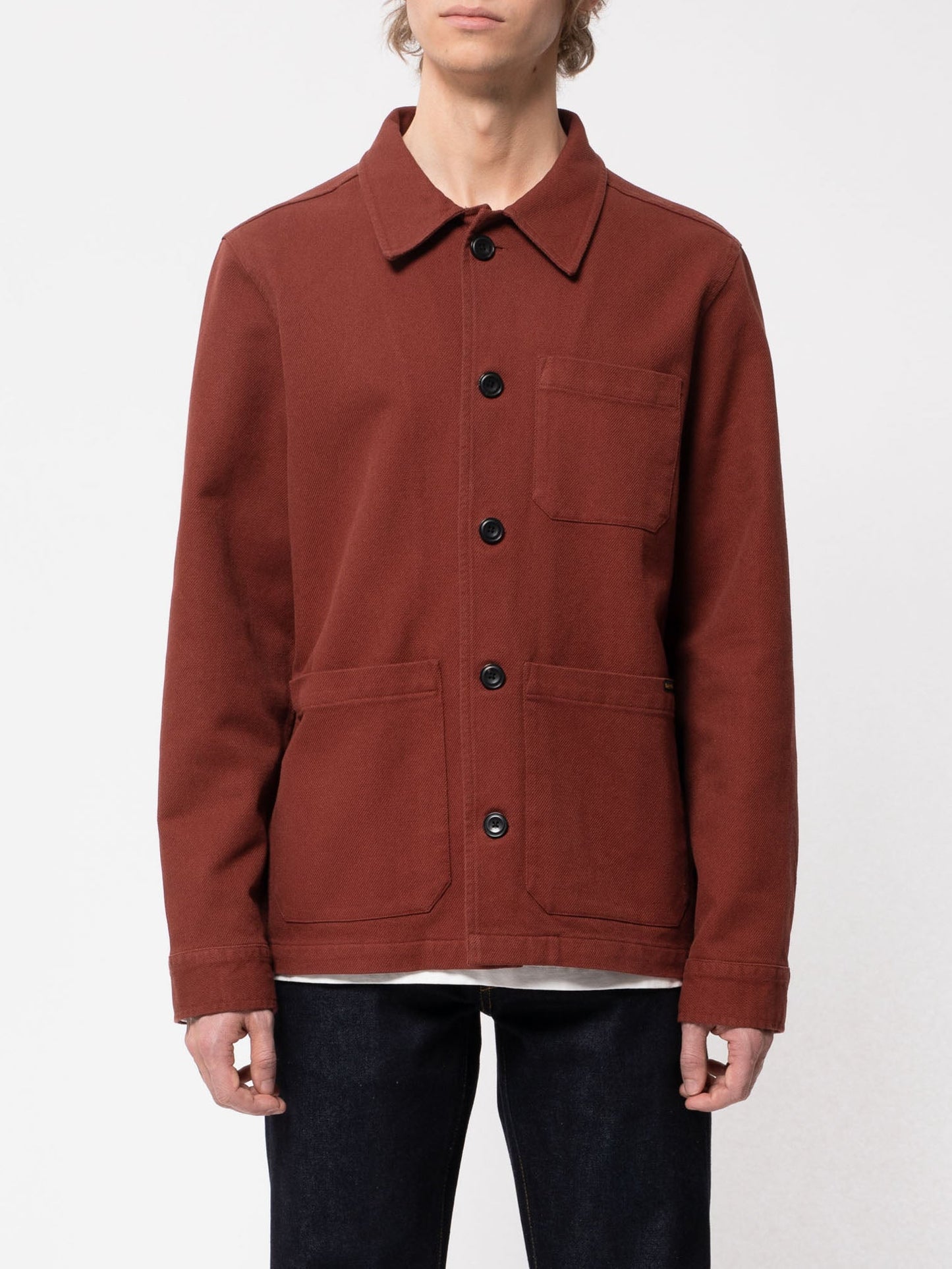 Veste de travail rouge brique en coton bio - Barney worker