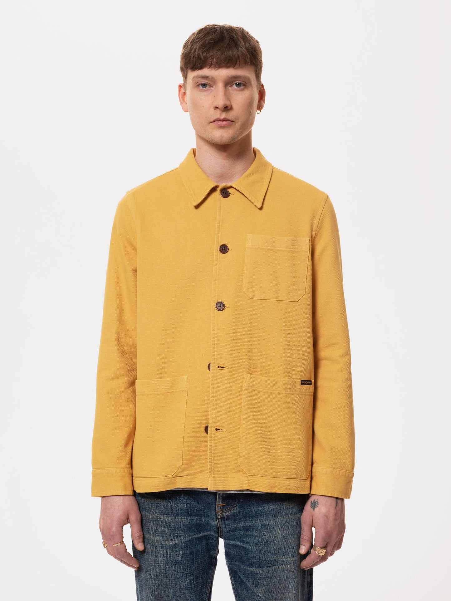 Veste jaune style workwear en coton bio - barney worker jacket saffron