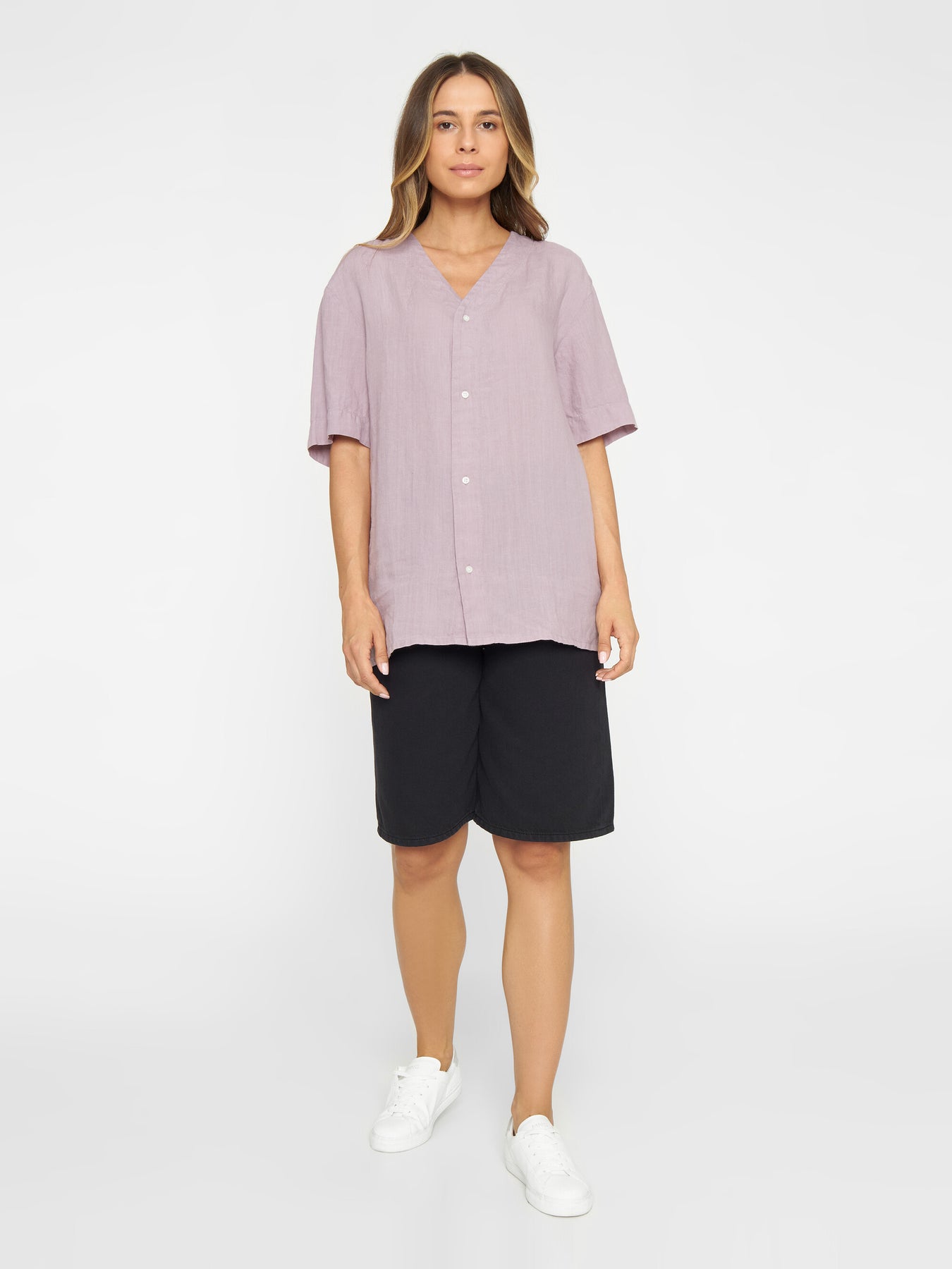 Chemiser lilas en lin bio - baseball linen shirt nirvana