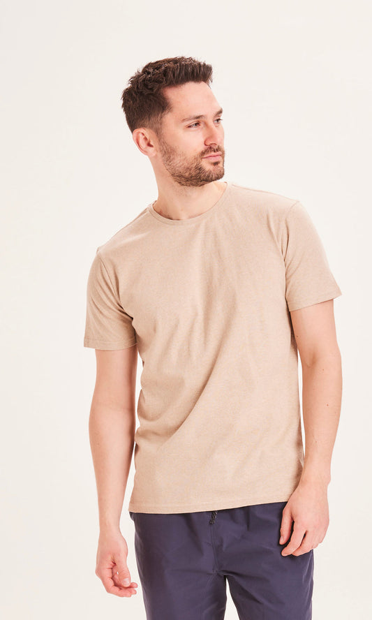 T-shirt beige en coton bio - ALDER safari melange