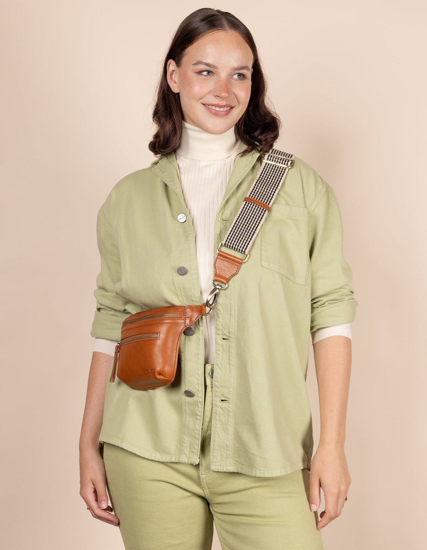 Banane en cuir certifié | camel "beck's bum bag cognac stromboli leather"