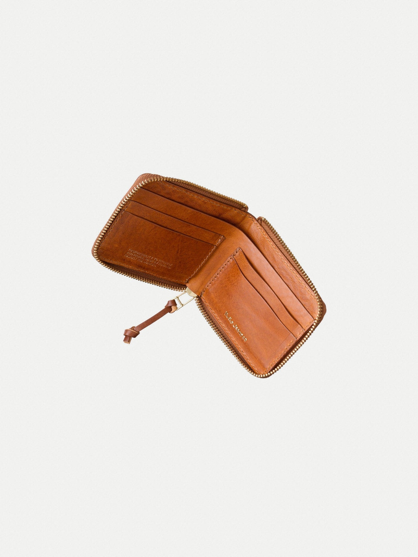Portefeuille en cuir à tannage végétal - bergendahl wallet zip cognac