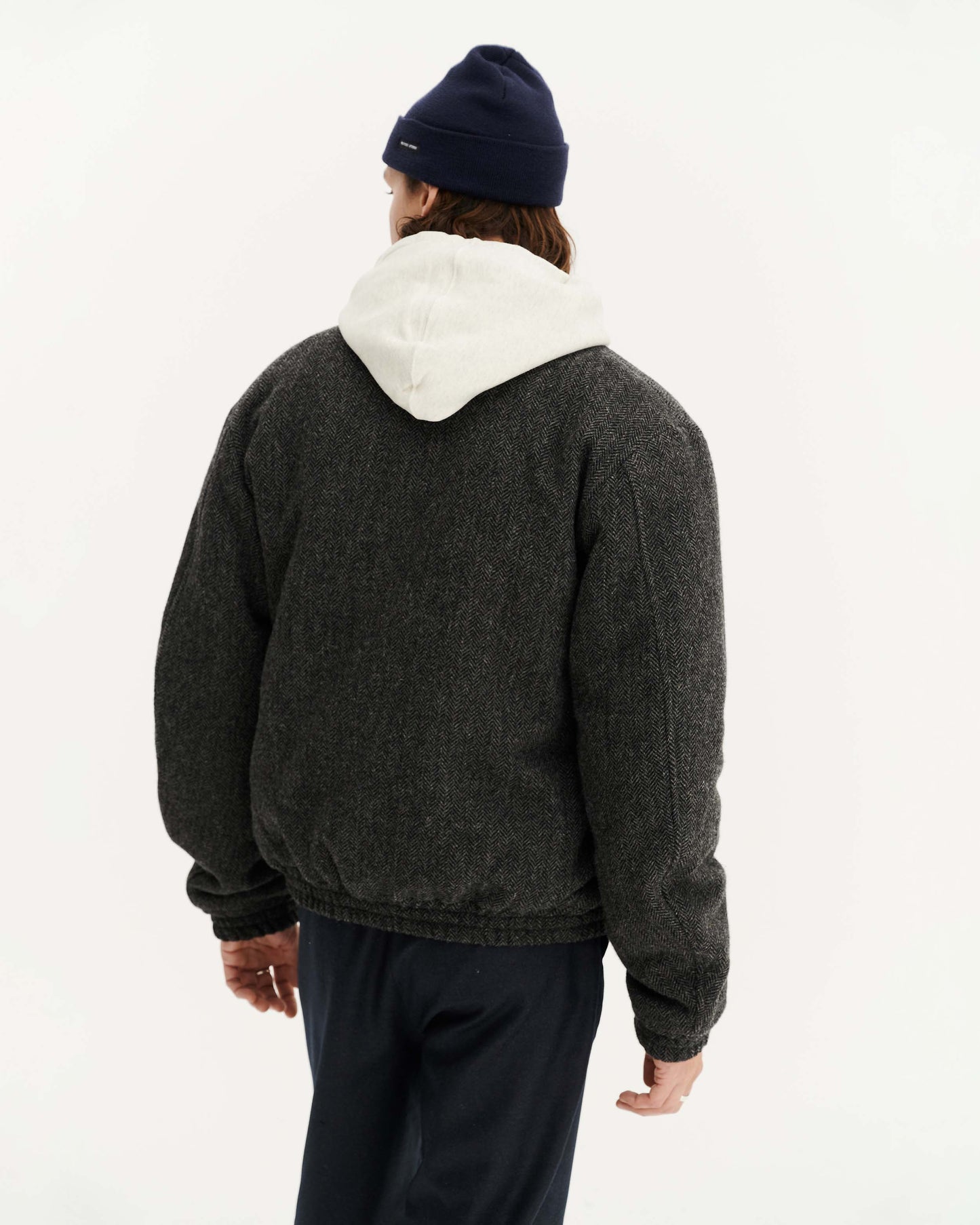Blouson en laine recyclée | gris "berlin - anthracite herringbone"