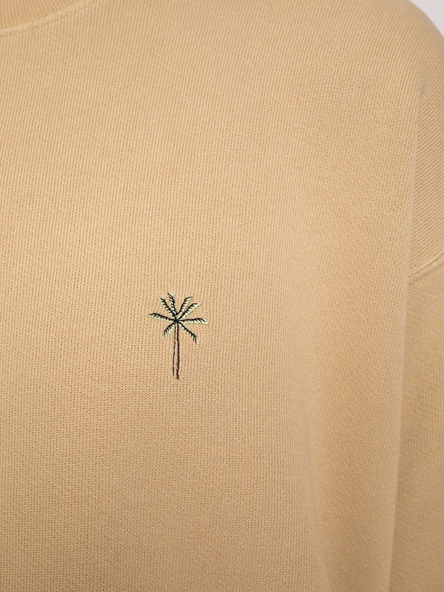 Sweat beige brodé en coton bio - Bibbi Palm Tree Faded Sun