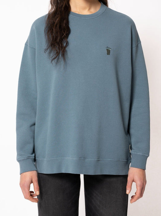 Sweat bleu brodé en coton bio - Bibbi Pina Colada 50s Blue