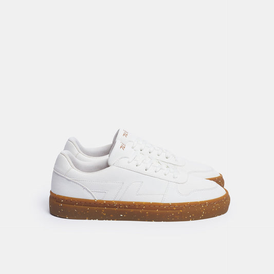 Baskets vegan blanches semelles camel | "alpha bicolors camel"
