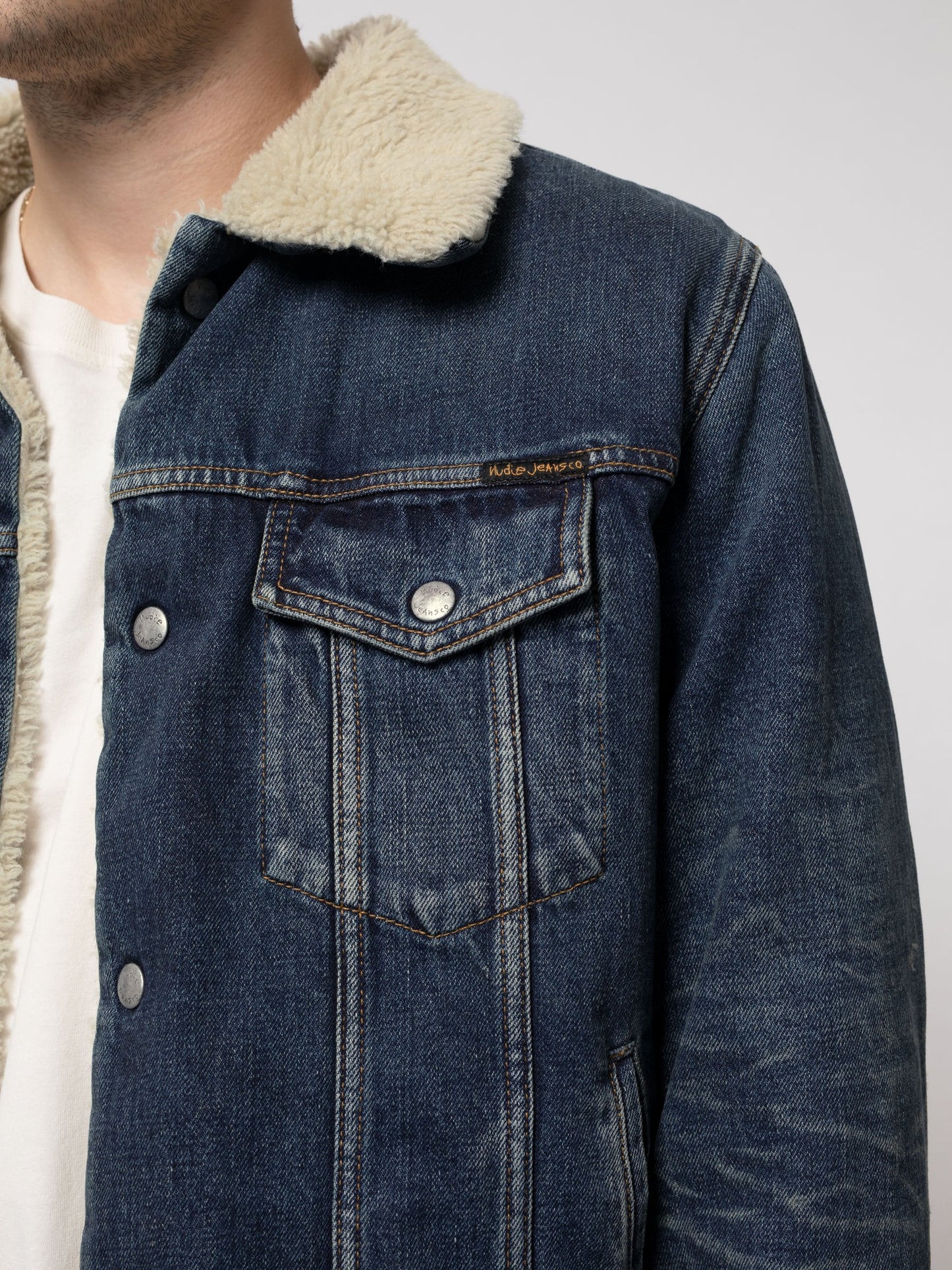 Veste jean sherpa en coton bio - bonny