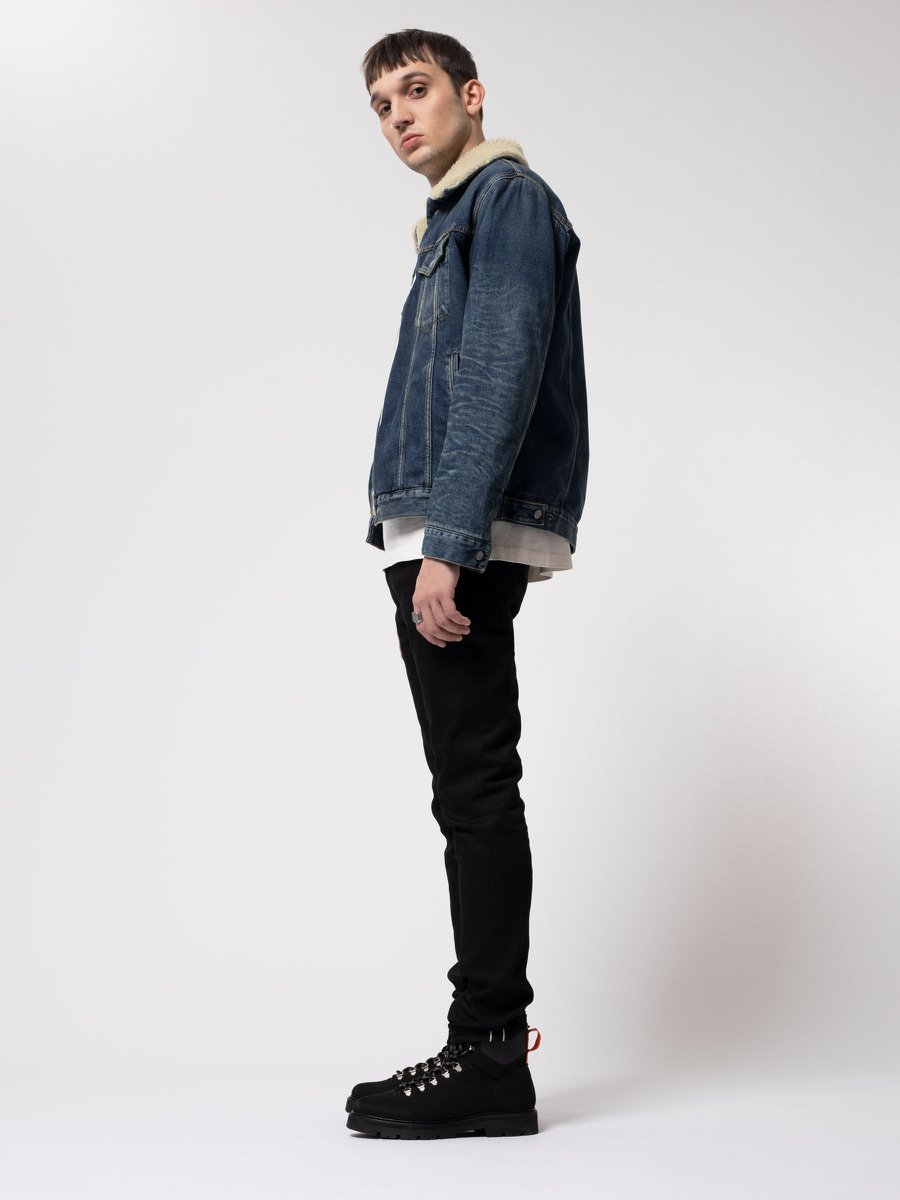 Veste jean sherpa en coton bio - bonny