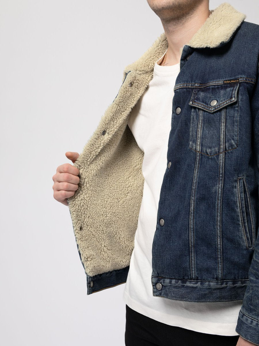 Veste jean sherpa en coton bio - bonny