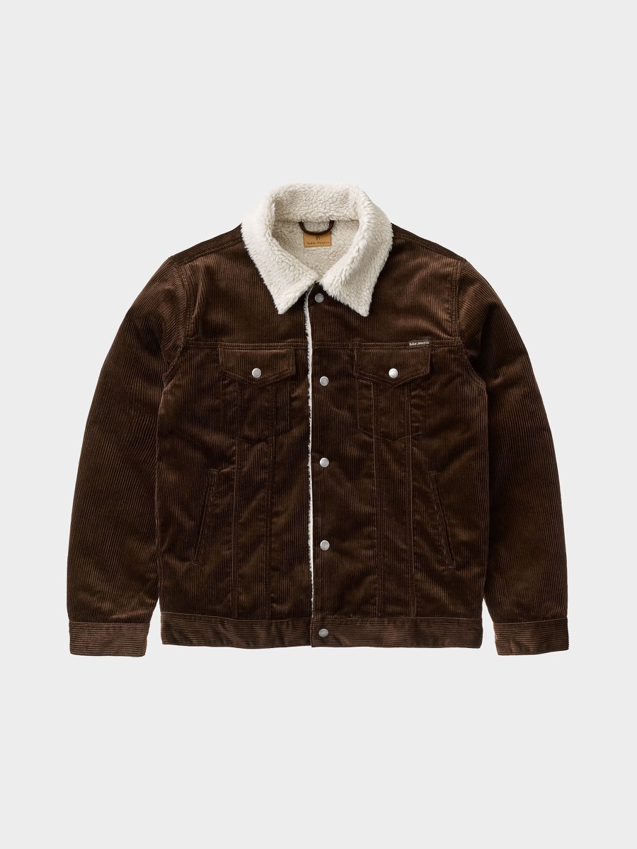 Veste sherpa velours côtelé marron en coton bio - bonny